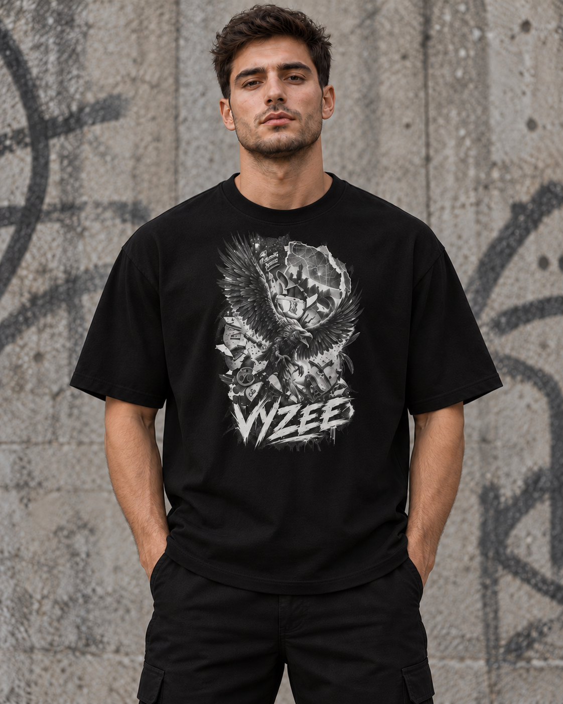 VYZEE – "NO TURNING BACK" RAVEN OVERSIZED UNISEX BIO-T-SHIRT