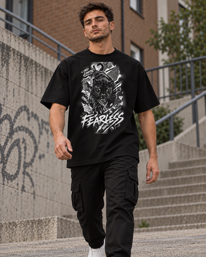 VYZEE – "NO LIMITS" FEARLESS PANTHER OVERSIZED UNISEX BIO-T-SHIRT