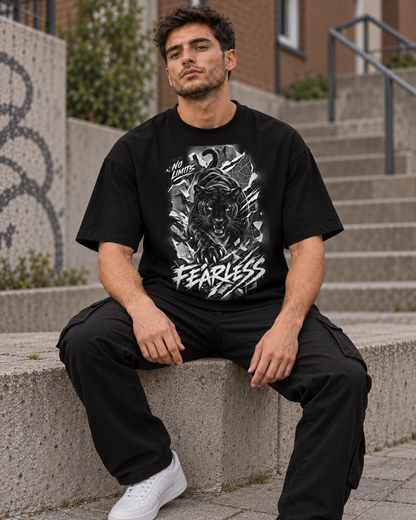 VYZEE – "NO LIMITS" FEARLESS PANTHER OVERSIZED UNISEX BIO-T-SHIRT