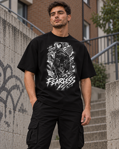 VYZEE – "NO LIMITS" FEARLESS PANTHER OVERSIZED UNISEX BIO-T-SHIRT