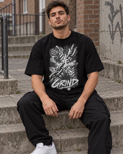 YZEE – "EARN YOUR WAY" GRIND OVERSIZED UNISEX BIO-T-SHIRT