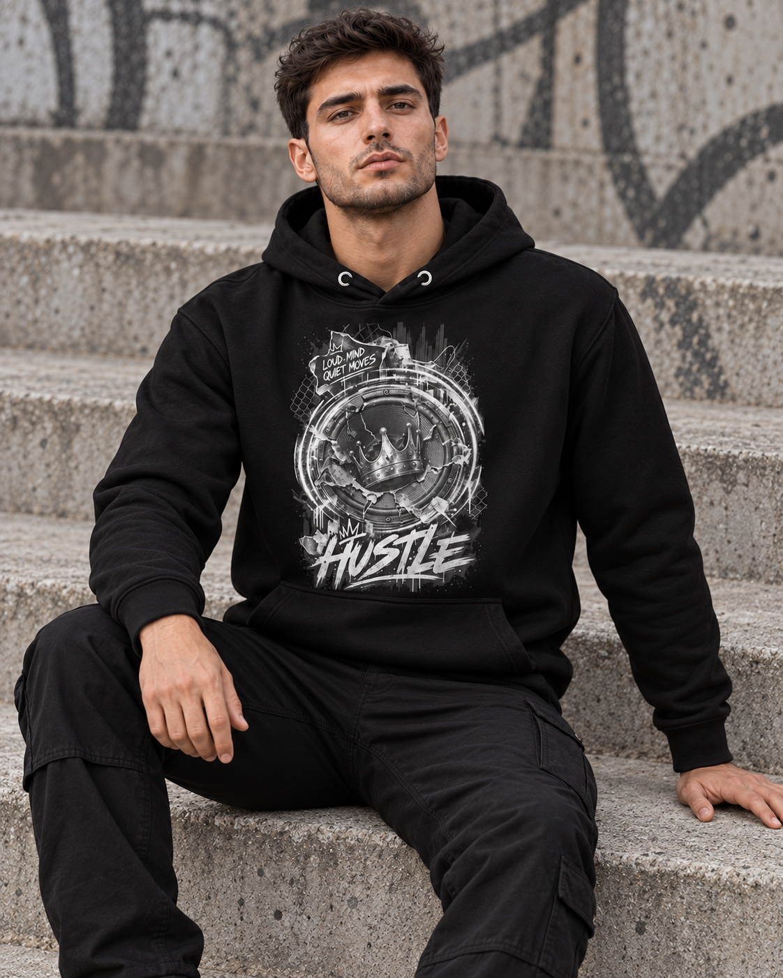 VYZEE – "LOUD MIND QUIET MOVES" UNISEX KAPUZENPULLOVER / HOODIE