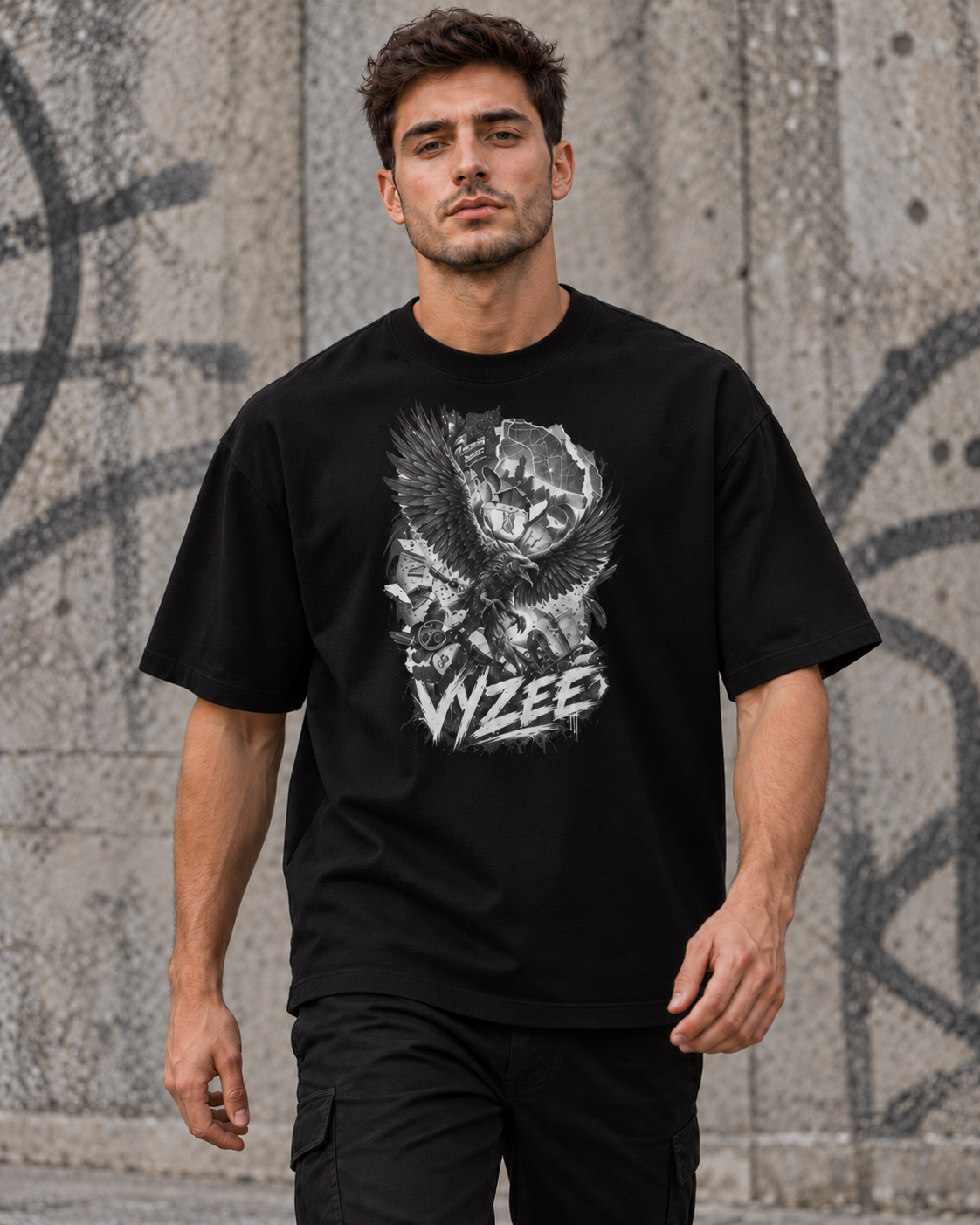 VYZEE – "NO TURNING BACK" RAVEN OVERSIZED UNISEX BIO-T-SHIRT