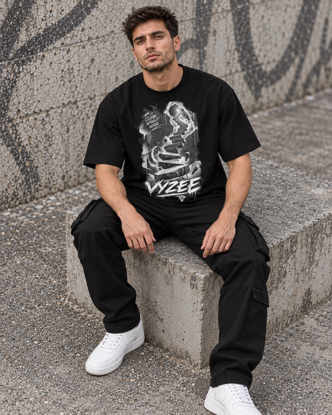 VYZEE – "CLIMB WITHOUT NOISE" OVERSIZED UNISEX BIO-T-SHIRT