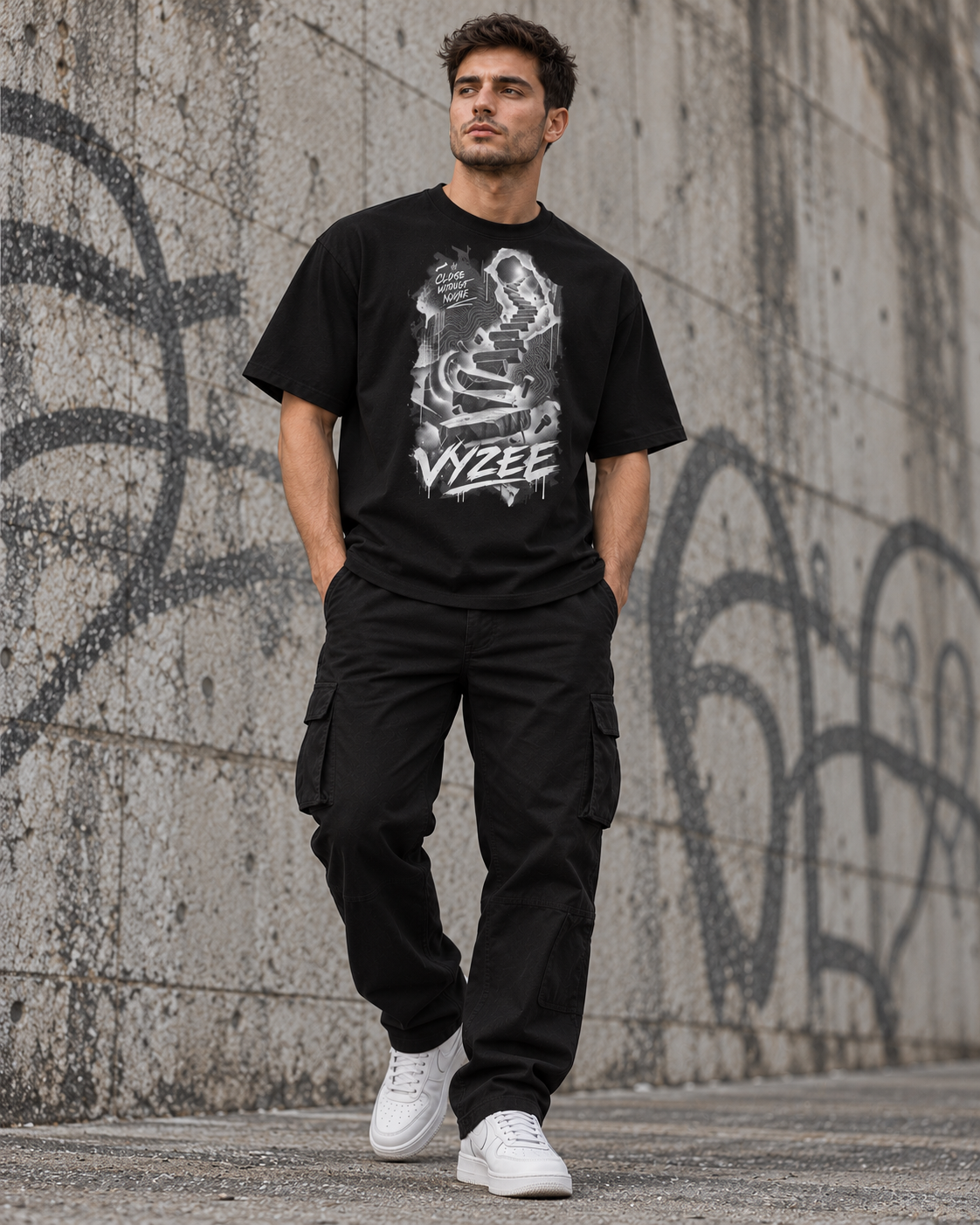 VYZEE – "CLIMB WITHOUT NOISE" OVERSIZED UNISEX BIO-T-SHIRT